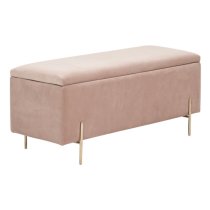 Mullion Fabric Upholstered Ottoman Storage Bench In Pink