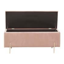 Mullion Fabric Upholstered Ottoman Storage Bench In Pink