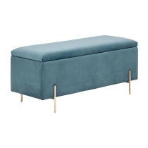 Mullion Fabric Upholstered Ottoman Storage Bench In Teal