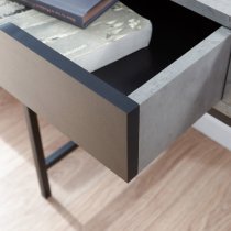 Thrupp Wooden Computer Desk In Concrete And Black Drawer