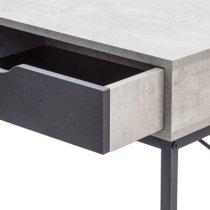 Thrupp Wooden Computer Desk In Concrete And Black Drawer