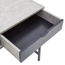 Thrupp Wooden Computer Desk In Concrete And Black Drawer