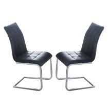 Paris Black Faux Leather Dining Chairs In Pair