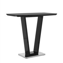 Ilko High Gloss Bar Table Rectangular Glass Top In Black