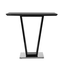 Ilko High Gloss Bar Table Rectangular Glass Top In Black