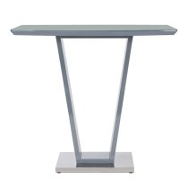 Ilko High Gloss Bar Table Rectangular Glass Top In Grey