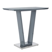 Ilko High Gloss Bar Table Rectangular Glass Top In Grey