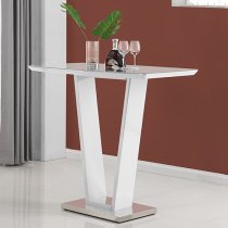 Ilko White High Gloss Bar Table With 4 Ripple White Stools