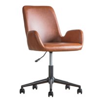 Farada Swivel Faux Leather Office Chair In Brown