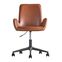 Farada Swivel Faux Leather Office Chair In Brown