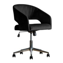 Marry Swivel Velvet Home And Office Chair In Black