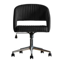 Marry Swivel Velvet Home And Office Chair In Black