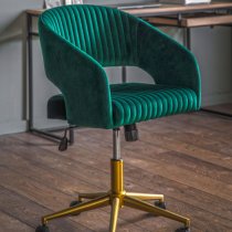 Marry Swivel Velvet Home And Office Chair In Green