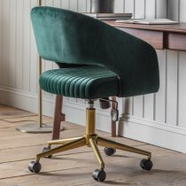 Marry Swivel Velvet Home And Office Chair In Green