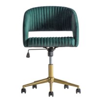 Marry Swivel Velvet Home And Office Chair In Green