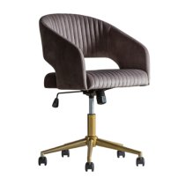 Marry Swivel Velvet Home And Office Chair In Grey