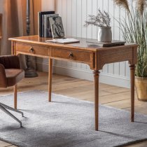 Mundelein Mindi Wood Laptop Desk With 2 Drawers In Walnut