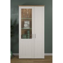 Shazo LED Large Display Cabinet In White Pine And Artisan Oak