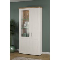 Shazo LED Large Display Cabinet In White Pine And Artisan Oak