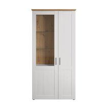 Shazo LED Large Display Cabinet In White Pine And Artisan Oak