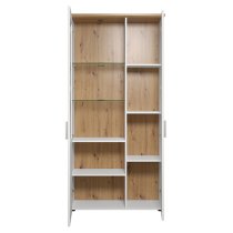 Shazo LED Large Display Cabinet In White Pine And Artisan Oak