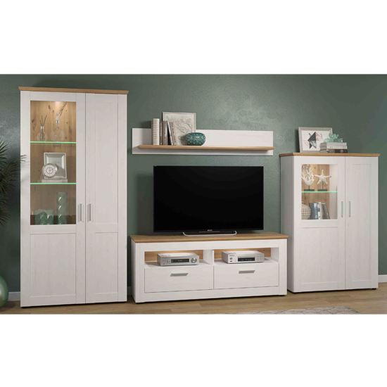 Shazo LED Living Room Furniture Set In White Pine Artisan Oak