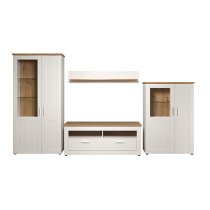 Shazo LED Living Room Furniture Set In White Pine Artisan Oak