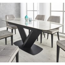 Riva Extending Ceramic Dining Table With 6 Riva Grey Chairs