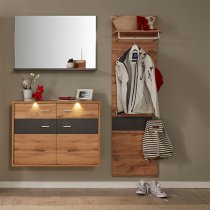 Coyco Wooden Tall Coat Rack In Wotan Oak And Grey