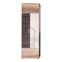 Polah Mirrored Wooden Wardrobe In Monument Oak