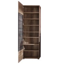 Polah Mirrored Wooden Wardrobe In Monument Oak