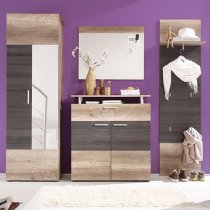 Polah Mirrored Wooden Wardrobe In Monument Oak