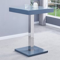 Topaz Glass Grey Gloss Bar Table With 4 Copez White Grey Stools