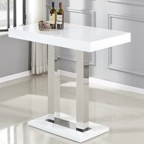 Caprice White High Gloss Bar Table With 4 Coco White Stools