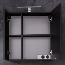 Coone LED Bathroom Mirrored Cabinet In Graphite Grey