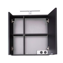 Coone LED Bathroom Mirrored Cabinet In Graphite Grey