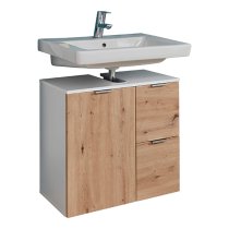 Coone Vanity Unit In White High Gloss And Knotty Oak