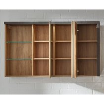 Java Mirrored Cabinet With Shelf In Oak And Dark Cement Grey