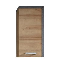 Java Wall Hung Storage Cabinet In Dark Cement Grey And Oak