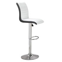 Ilko Black High Gloss Bar Table With 4 Ritz White Black Stools