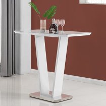 Ilko White High Gloss Bar Table With 4 Ritz Black White Stools