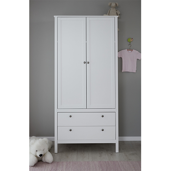 Valdo Kids Room Wooden Wardrobe In White