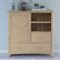 Carnial Wooden Large Drinks Store Cabinet In Blond Solid Oak