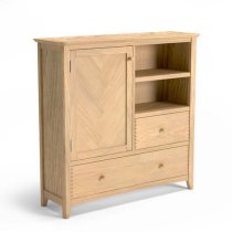 Carnial Wooden Large Drinks Store Cabinet In Blond Solid Oak