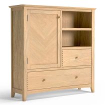 Carnial Wooden Large Drinks Store Cabinet In Blond Solid Oak