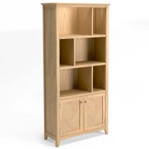 Carnial Wooden Large Multi Display Bookcase In Blond Solid Oak