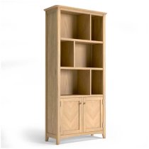 Carnial Wooden Large Multi Display Bookcase In Blond Solid Oak