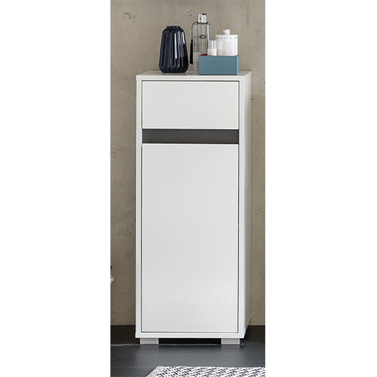 Solet Bathroom Floor Storage Cabinet In White Gloss