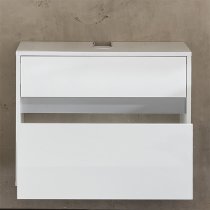 Solet Bathroom Wall Hung Sink Vanity Unit In White High Gloss