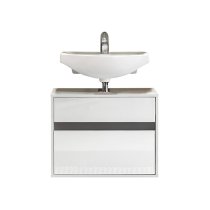 Solet Bathroom Wall Hung Sink Vanity Unit In White High Gloss